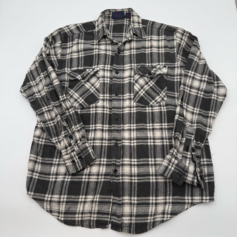 Vintage Dakota Shirt Men's Large Plaid Long Sleeve Button Up Flannel Thick